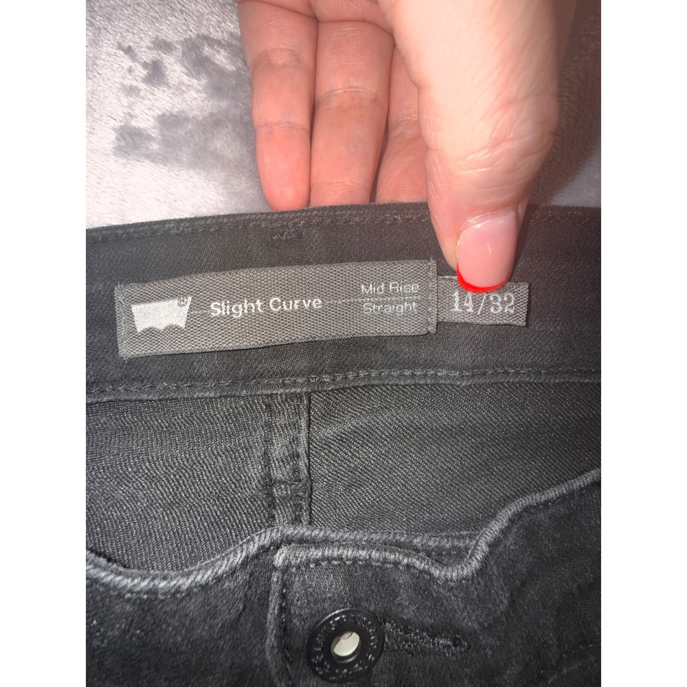 Levis Slight Curve Mid Rise Straight Leg Black Jeans Womens 14/32 - Picture 2 of 8